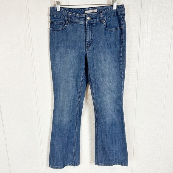 Chico’s Platinum Flap Pocket With Sequins Boot Cut Jeans - Picture 1 of 8